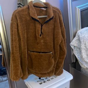 cute sherpa sweater with pockets